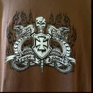 NWT West Coast Choppers Jesse James 2-sided Skull Dagger Snakes Motorcycle Large